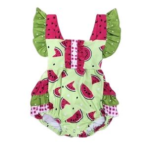 Watermelon Ruffle Bubble Romper